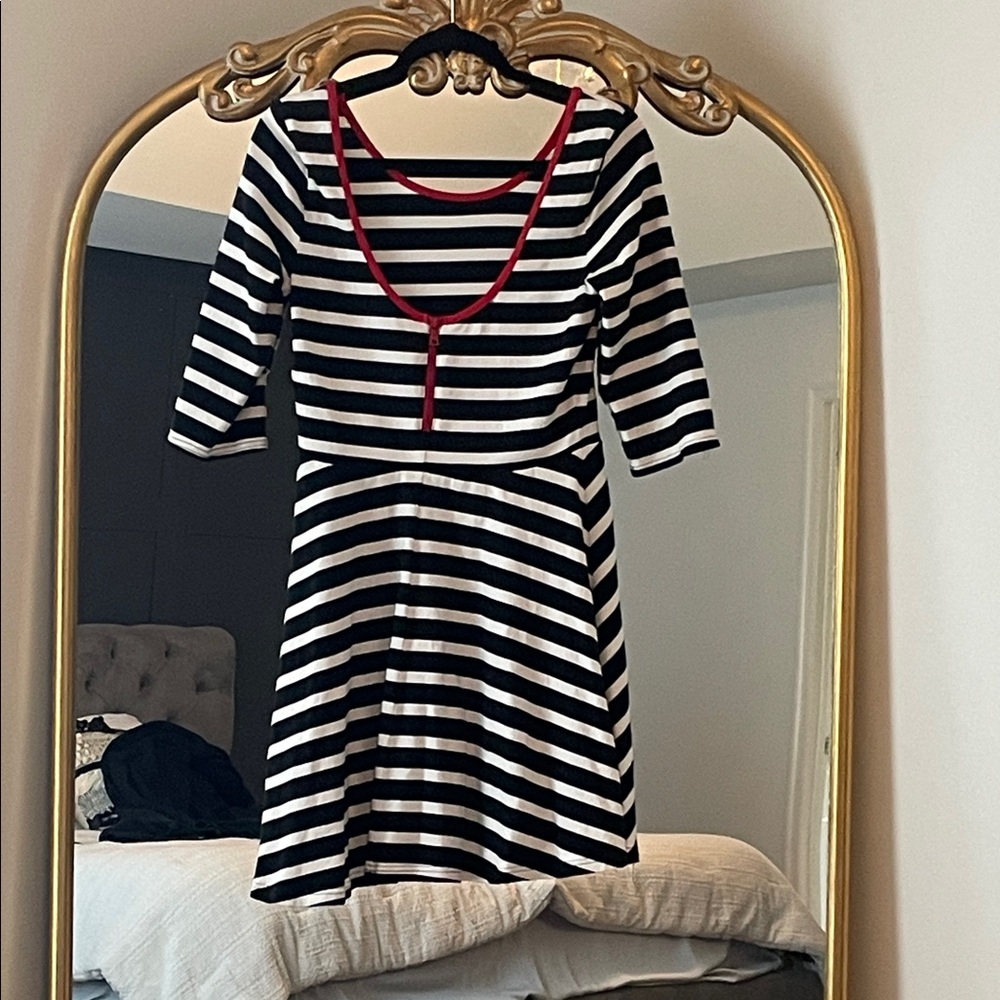 Express Striped Top with Red Trim